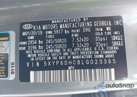 2020 Kia Telluride S z USA, uszkodzony, nr VIN 5XYP6DHC8LG023365